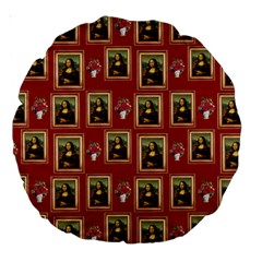 Mona Lisa Frame Pattern Red Large 18  Premium Round Cushions by snowwhitegirl