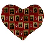 Mona Lisa Frame Pattern Red Large 19  Premium Heart Shape Cushions Front