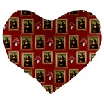 Mona Lisa Frame Pattern Red Large 19  Premium Heart Shape Cushions Back