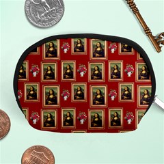 Mona Lisa Frame Pattern Red Accessory Pouch (medium) by snowwhitegirl