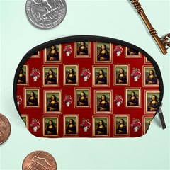 Mona Lisa Frame Pattern Red Accessory Pouch (large) by snowwhitegirl