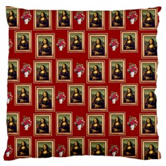 Mona Lisa Frame Pattern Red Large Flano Cushion Case (two Sides) by snowwhitegirl