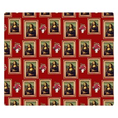 Mona Lisa Frame Pattern Red Double Sided Flano Blanket (small)  by snowwhitegirl