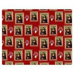 Mona Lisa Frame Pattern Red Double Sided Flano Blanket (medium)  by snowwhitegirl