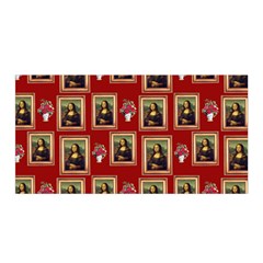 Mona Lisa Frame Pattern Red Satin Wrap by snowwhitegirl