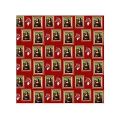 Mona Lisa Frame Pattern Red Small Satin Scarf (square) by snowwhitegirl