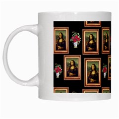 Mona Lisa Frame Pattern White Mugs