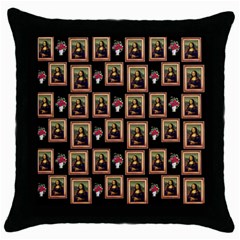 Mona Lisa Frame Pattern Throw Pillow Case (black) by snowwhitegirl