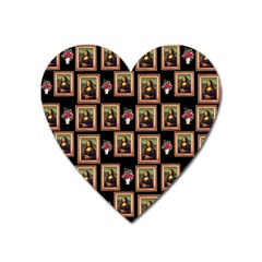 Mona Lisa Frame Pattern Heart Magnet