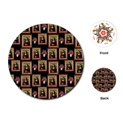 Mona Lisa Frame Pattern Playing Cards (round) by snowwhitegirl