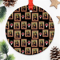 Mona Lisa Frame Pattern Round Ornament (two Sides)