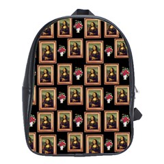 Mona Lisa Frame Pattern School Bag (large) by snowwhitegirl