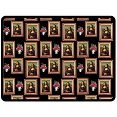 Mona Lisa Frame Pattern Fleece Blanket (large) 