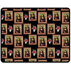 Mona Lisa Frame Pattern Fleece Blanket (medium)  by snowwhitegirl