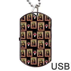 Mona Lisa Frame Pattern Dog Tag Usb Flash (one Side) by snowwhitegirl