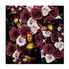 Mona Lisa Floral Black Tile Coasters