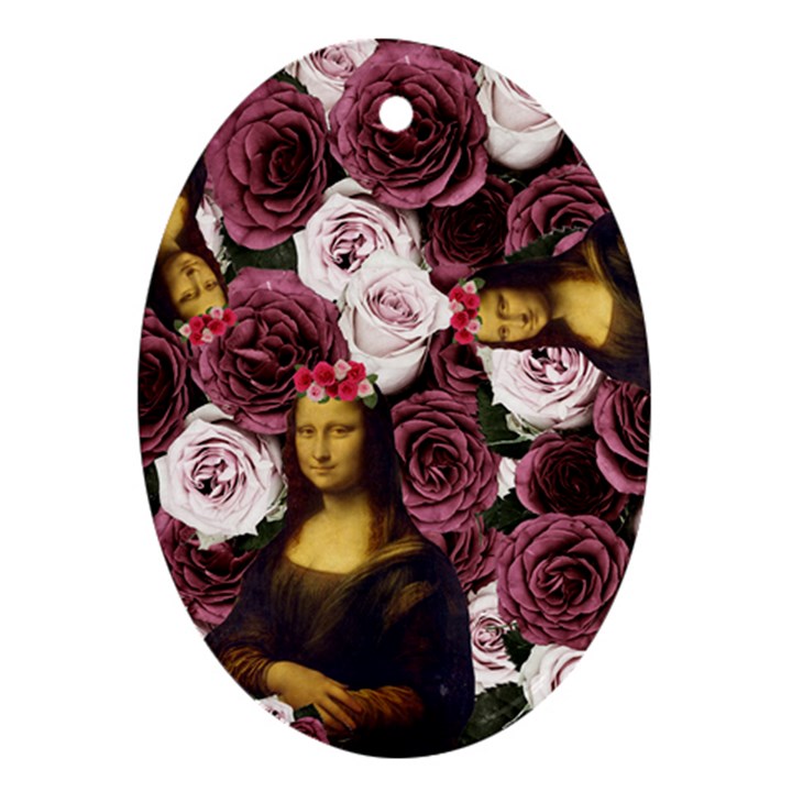 Mona Lisa Floral Black Ornament (Oval)