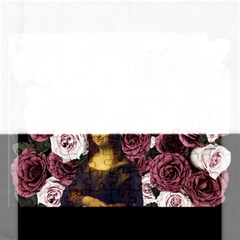 Mona Lisa Floral Black Rectangular Jigsaw Puzzl