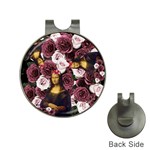 Mona Lisa Floral Black Hat Clips with Golf Markers Front