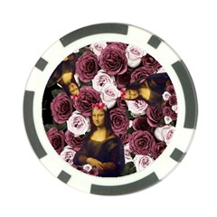 Mona Lisa Floral Black Poker Chip Card Guard