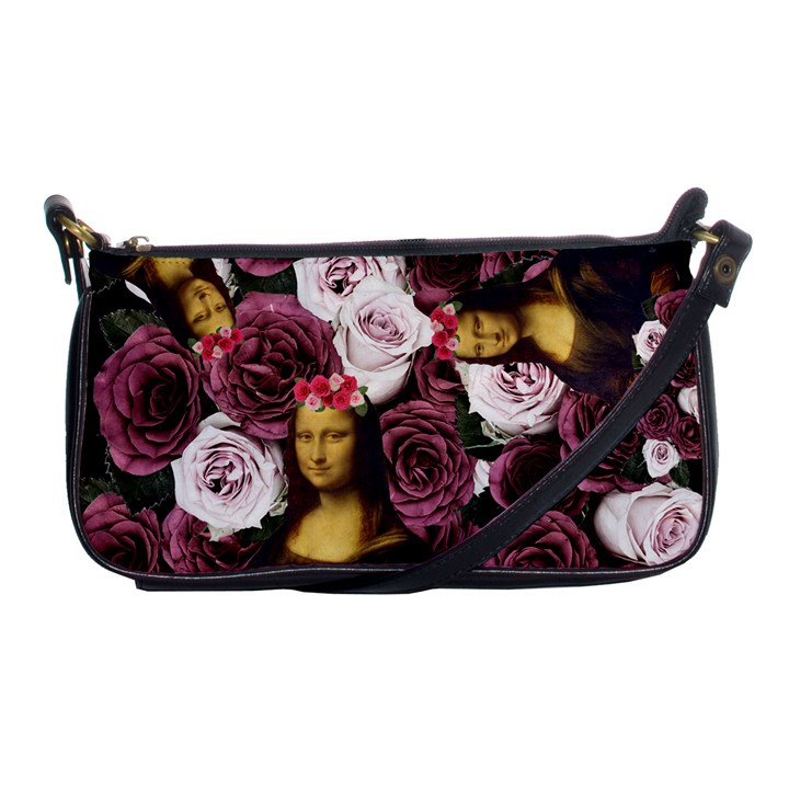 Mona Lisa Floral Black Shoulder Clutch Bag