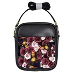 Mona Lisa Floral Black Girls Sling Bag Front