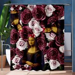 Mona Lisa Floral Black Shower Curtain 60  x 72  (Medium)  60 x72  Curtain