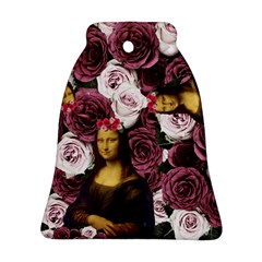 Mona Lisa Floral Black Bell Ornament (Two Sides)