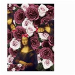 Mona Lisa Floral Black Small Garden Flag (Two Sides) Front