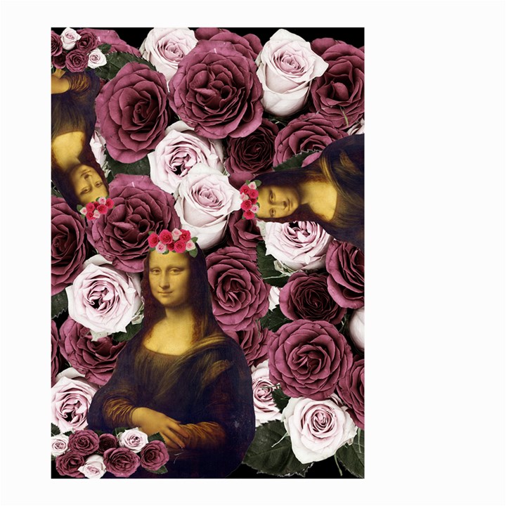 Mona Lisa Floral Black Small Garden Flag (Two Sides)