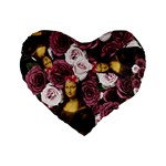 Mona Lisa Floral Black Standard 16  Premium Heart Shape Cushions Front