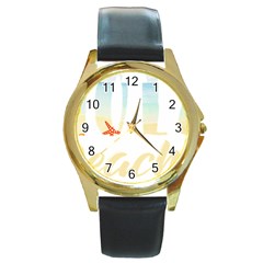 Hola Beaches 3391 Trimmed Round Gold Metal Watch by mattnz