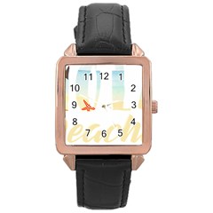 Hola Beaches 3391 Trimmed Rose Gold Leather Watch  by mattnz