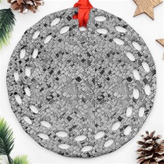 Cracked Texture Abstract Print Ornament (round Filigree)