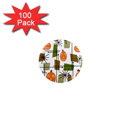 Halloween Mid Century Modern 1  Mini Magnets (100 Pack) 