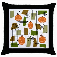 Halloween Mid Century Modern Throw Pillow Case (black) by KayCordingly