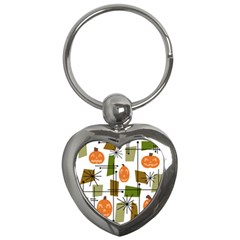 Halloween Mid Century Modern Key Chains (heart)  by KayCordingly