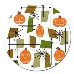 Halloween Mid Century Modern Magnet 5  (round)