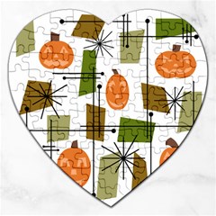 Halloween Mid Century Modern Jigsaw Puzzle (heart) by KayCordingly