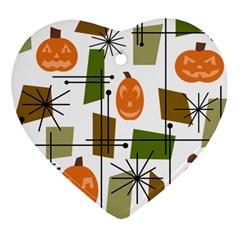 Halloween Mid Century Modern Heart Ornament (two Sides) by KayCordingly