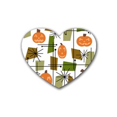 Halloween Mid Century Modern Heart Coaster (4 Pack)  by KayCordingly