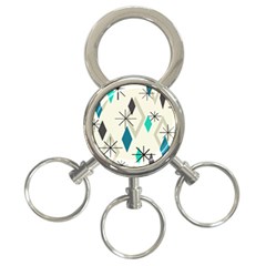 Atomic Era Diamonds (turquoise) 3-ring Key Chains by KayCordingly