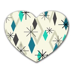 Atomic Era Diamonds (turquoise) Heart Mousepads