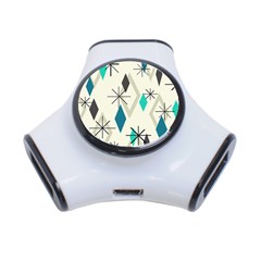 Atomic Era Diamonds (turquoise) 3-port Usb Hub by KayCordingly