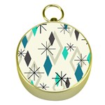 Atomic Era Diamonds (Turquoise) Gold Compasses Front