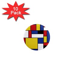 Mondrian Geometric Art 1  Mini Magnet (10 Pack)  by KayCordingly