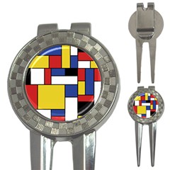 Mondrian Geometric Art 3-in-1 Golf Divots by KayCordingly