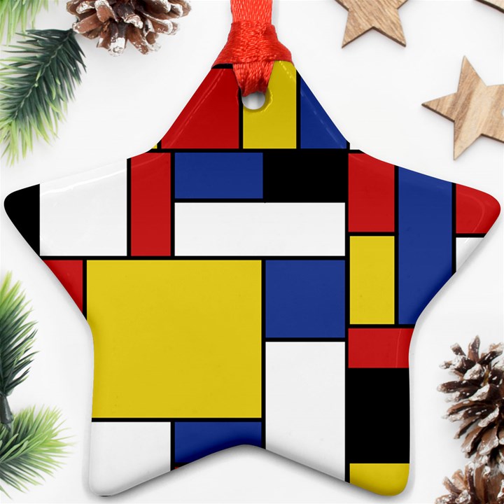 Mondrian Geometric Art Star Ornament (Two Sides)