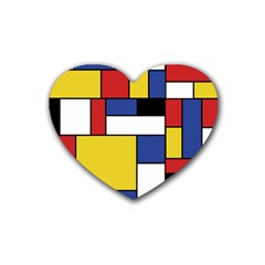 Mondrian Geometric Art Heart Coaster (4 Pack)  by KayCordingly