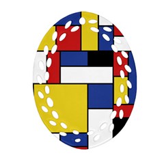 Mondrian Geometric Art Ornament (oval Filigree) by KayCordingly